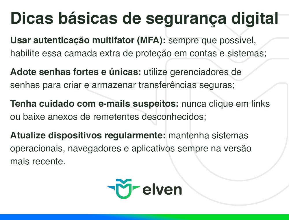 infografico com dicas para maior segurança digital 
